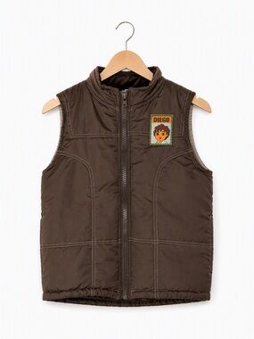 Vintage Y2K Unisex Nickelodeon Jr Diego Puffer Vest Kid's 6T Brown 2006 Retro